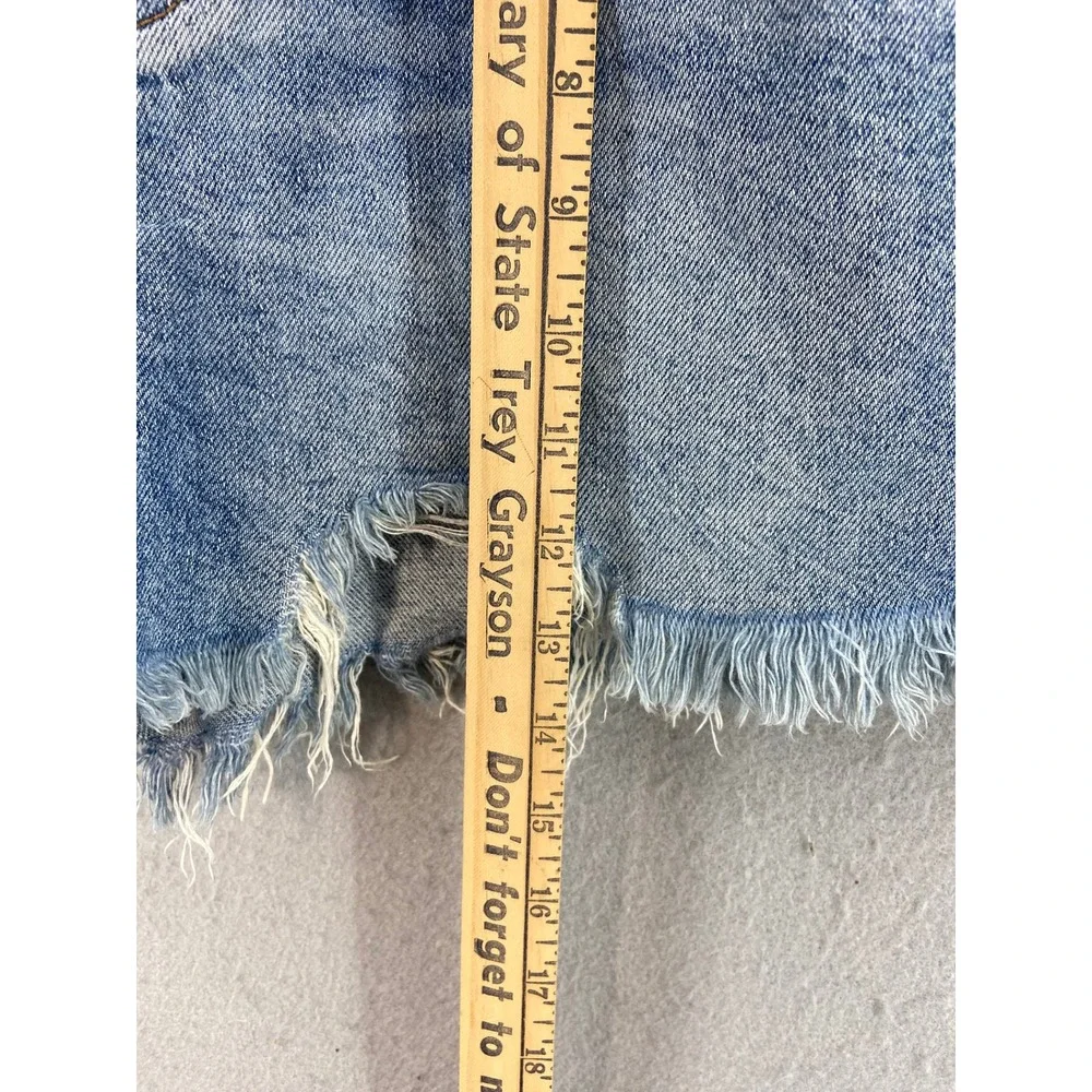 We The Free Jean Shorts Womens Sz 29 Makai Cut Off Denim Blue Distressed Hem
